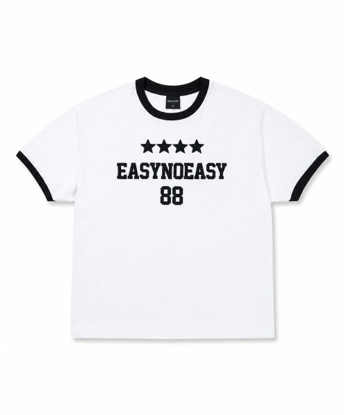 EASY NO EASY（イージーノーイージー）の「スターナンバリングパッチリンガーTシャツ - ホワイト（Tシャツ/カットソー・レディース・その他・1/2）」の6枚目の写真
