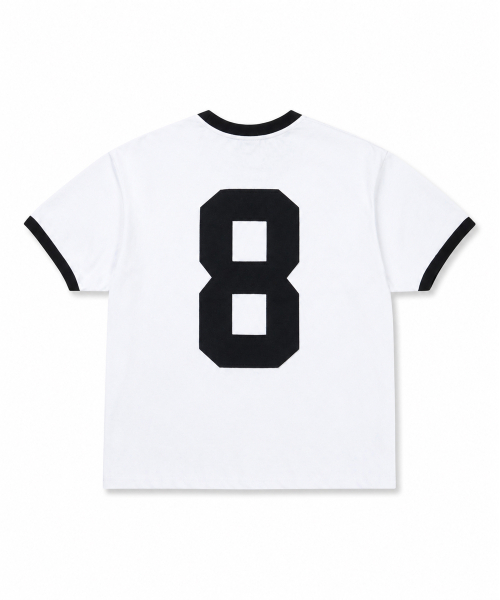 EASY NO EASY（イージーノーイージー）の「スターナンバリングパッチリンガーTシャツ - ホワイト（Tシャツ/カットソー・レディース・その他・1/2）」の8枚目の写真