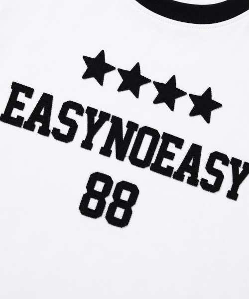 EASY NO EASY（イージーノーイージー）の「スターナンバリングパッチリンガーTシャツ - ホワイト（Tシャツ/カットソー・レディース・その他・1/2）」の10枚目の写真