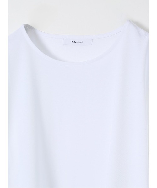 m.f.editorial(エムエフエディトリアル)の「*Tシャツ プルオーバー レディース 接触冷感 無地 クルーネック フレアスリーブ 楊柳 切替(Tシャツ/カットソー・レディース・ホワイト/ネイビー・MEDIUM/LARGE)」の5枚目の写真