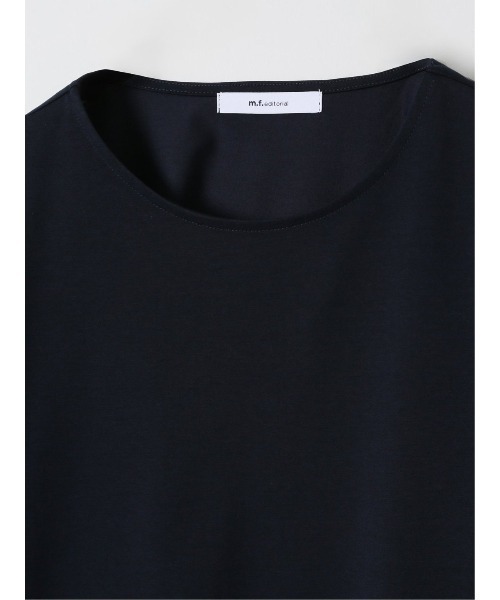 m.f.editorial(エムエフエディトリアル)の「*Tシャツ プルオーバー レディース 接触冷感 無地 クルーネック フレアスリーブ 楊柳 切替(Tシャツ/カットソー・レディース・ホワイト/ネイビー・MEDIUM/LARGE)」の10枚目の写真