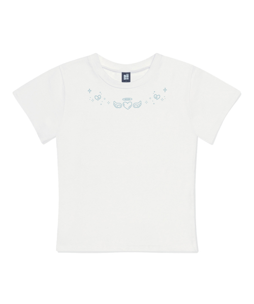 PAGESIISII(ページシシ)の「トゥインクルエンジェルハートプリントスリムフィット半袖Tシャツアイボリー(Tシャツ/カットソー・レディース・その他・MEDIUM/LARGE)」の1枚目の写真