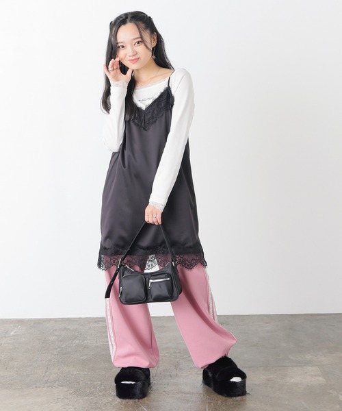 Honeys（ハニーズ）の「レース付スウェットパンツ（スウェットパンツ・レディース・ピンク/杢グレー/ブラック・SS/S/M/LL/L/3L）」の5枚目の写真