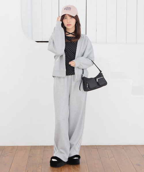 Honeys（ハニーズ）の「レース付スウェットパンツ（スウェットパンツ・レディース・ピンク/杢グレー/ブラック・SS/S/M/LL/L/3L）」の9枚目の写真