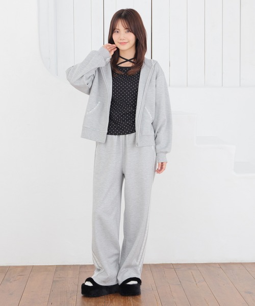 Honeys（ハニーズ）の「レース付スウェットパンツ（スウェットパンツ・レディース・ピンク/杢グレー/ブラック・SS/S/M/LL/L/3L）」の10枚目の写真