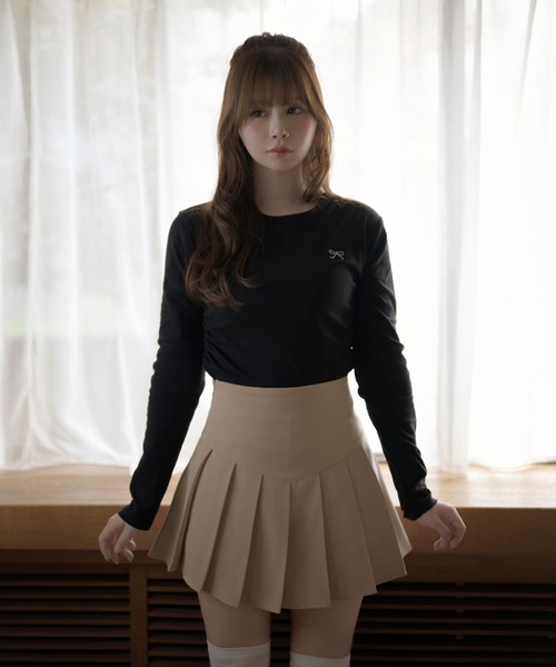 M DOLLY（エムドリー）の「Ribbon coco tops / リボンココトップス（Tシャツ/カットソー・レディース・ホワイト/グレー/ブラック・FREE）」の3枚目の写真