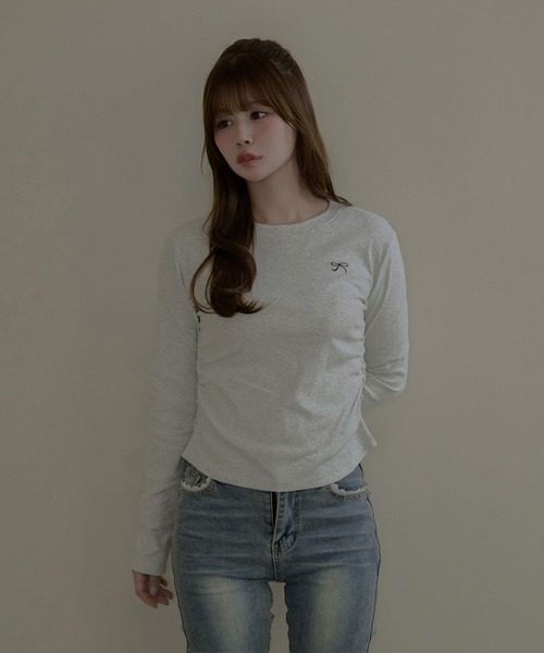 M DOLLY（エムドリー）の「Ribbon coco tops / リボンココトップス（Tシャツ/カットソー・レディース・ホワイト/グレー/ブラック・FREE）」の14枚目の写真