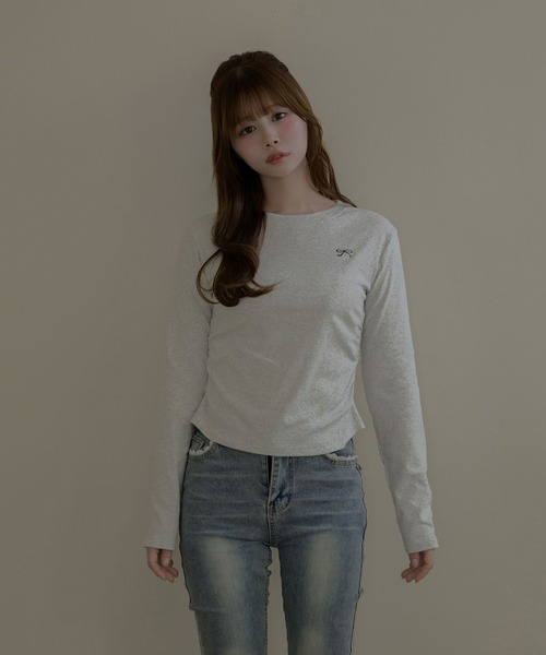 M DOLLY（エムドリー）の「Ribbon coco tops / リボンココトップス（Tシャツ/カットソー・レディース・ホワイト/グレー/ブラック・FREE）」の15枚目の写真
