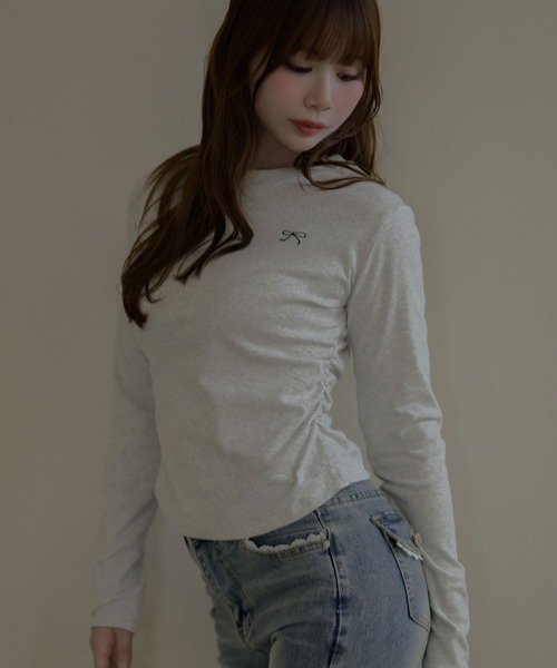 M DOLLY（エムドリー）の「Ribbon coco tops / リボンココトップス（Tシャツ/カットソー・レディース・ホワイト/グレー/ブラック・FREE）」の16枚目の写真