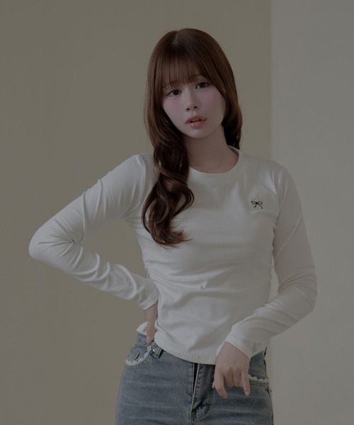 M DOLLY（エムドリー）の「Ribbon coco tops / リボンココトップス（Tシャツ/カットソー・レディース・ホワイト/グレー/ブラック・FREE）」の4枚目の写真