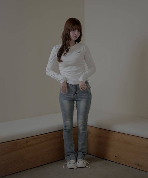 M DOLLY（エムドリー）の「Ribbon coco tops / リボンココトップス（Tシャツ/カットソー・レディース・ホワイト/グレー/ブラック・FREE）」の7枚目の写真