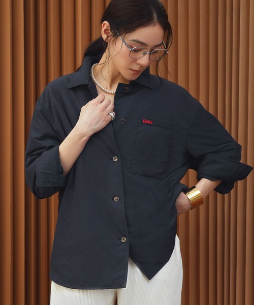 ELFRANK(エルフランク)の「【2026AW】【M~Lサイズ展開】オーバーサイズ中綿シャツジャケット 洗える《着用動画あり》(シャツ/ブラウス・レディース・ネイビー/ブルー・M/L)」の2枚目の写真