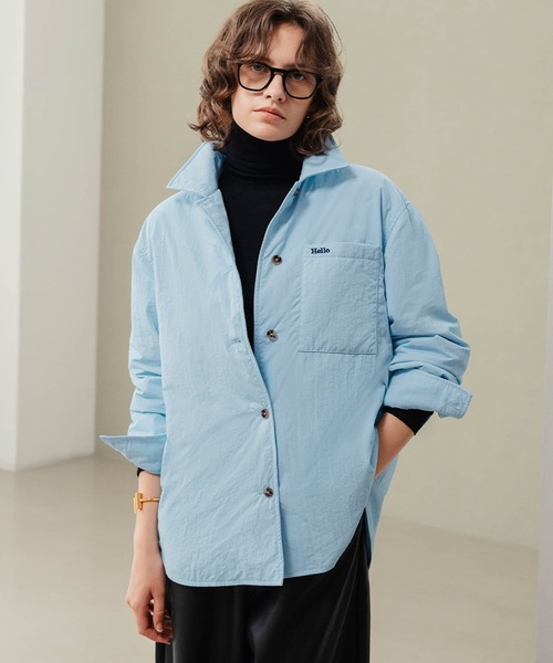 ELFRANK(エルフランク)の「【2026AW】【M~Lサイズ展開】オーバーサイズ中綿シャツジャケット 洗える《着用動画あり》(シャツ/ブラウス・レディース・ネイビー/ブルー・M/L)」の14枚目の写真