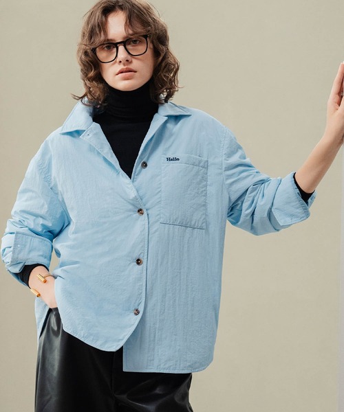ELFRANK(エルフランク)の「【2026AW】【M~Lサイズ展開】オーバーサイズ中綿シャツジャケット 洗える《着用動画あり》(シャツ/ブラウス・レディース・ネイビー/ブルー・M/L)」の15枚目の写真