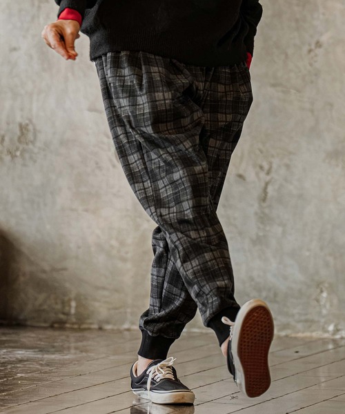 CAMBIO(カンビオ)の「mp15303-Brushed Check Ponte Jogger Pants ジョガーパンツ(A75526cmb)(その他パンツ・メンズ・ブラック/ブラウン/ネイビー・S/M/L)」の5枚目の写真
