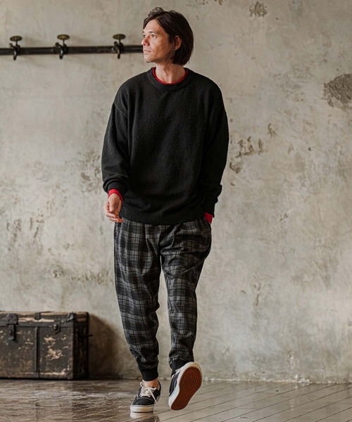 CAMBIO(カンビオ)の「mp15303-Brushed Check Ponte Jogger Pants ジョガーパンツ(A75526cmb)(その他パンツ・メンズ・ブラック/ブラウン/ネイビー・S/M/L)」の7枚目の写真