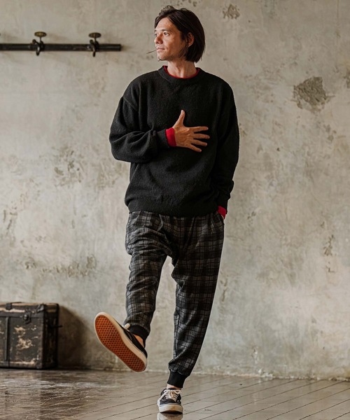 CAMBIO(カンビオ)の「mp15303-Brushed Check Ponte Jogger Pants ジョガーパンツ(A75526cmb)(その他パンツ・メンズ・ブラック/ブラウン/ネイビー・S/M/L)」の8枚目の写真