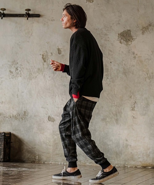 CAMBIO(カンビオ)の「mp15303-Brushed Check Ponte Jogger Pants ジョガーパンツ(A75526cmb)(その他パンツ・メンズ・ブラック/ブラウン/ネイビー・S/M/L)」の9枚目の写真