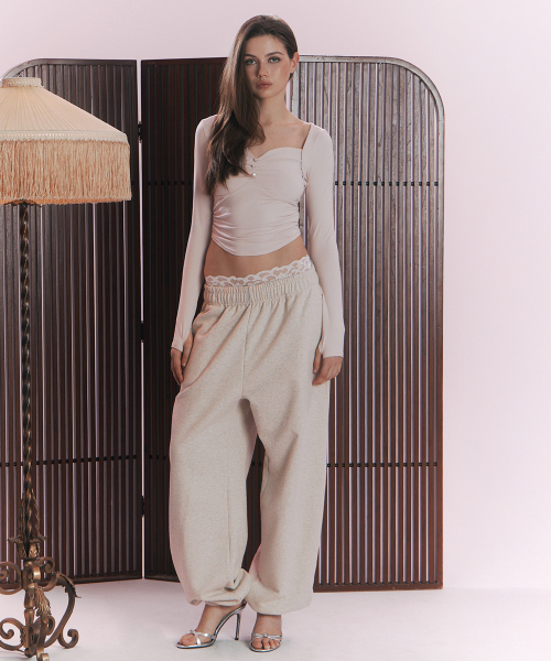 PLEASENOFOLLOW(プリーズノーフォロー)の「New Hailey Jogger (Oatmeal)(スウェットパンツ・レディース・その他・FREE)」の1枚目の写真