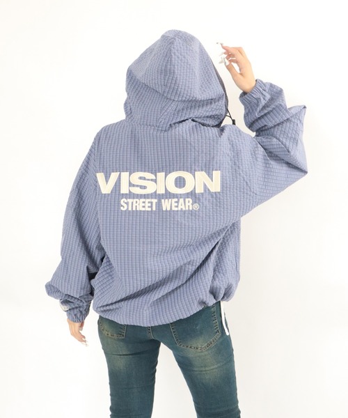VISION STREET WEAR(ヴィジョンストリートウェア)の「Stand neck hoodie jacket / スタンドネックフーディージャケット(ブルゾン・メンズ・ブラック/ブルーグレー/オフホワイト/オリーブ・MEDIUM/LARGE/X-LARGE)」の3枚目の写真