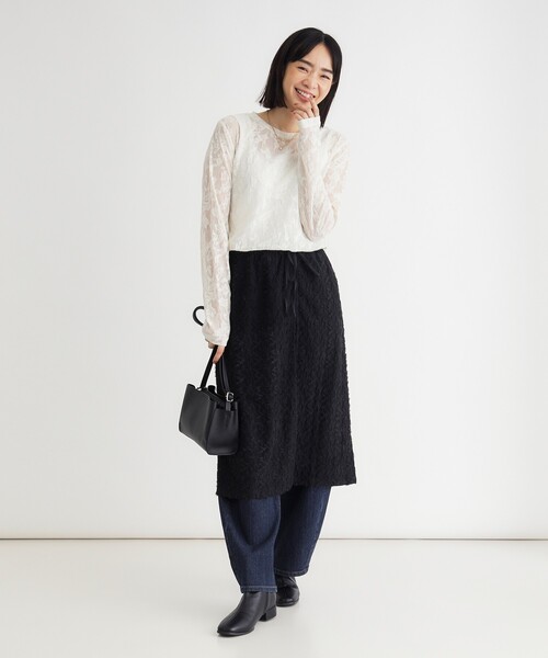 HONEYSUCKLE ROSE(ハニーサックルローズ)の「マルチWAYレーススカート(スカート・レディース・ブラック/オフホワイト・99)」の18枚目の写真