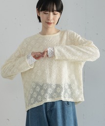 POU DOU DOU | フラワーモチーフメッシュトップス(Tシャツ/カットソー)