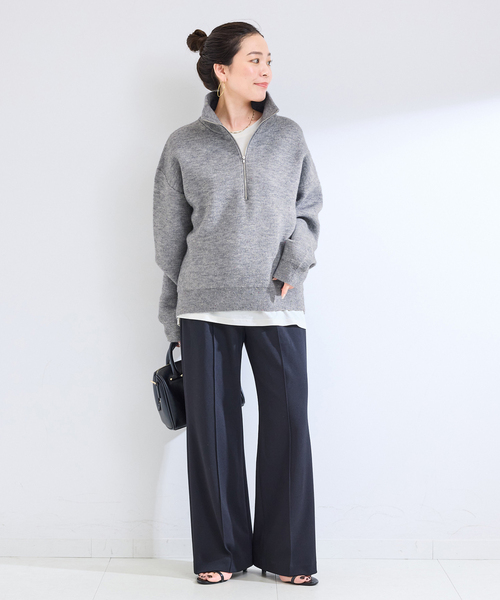 B.C STOCK(ベーセーストック)の「手洗い可 / カラーネップハーフジッププルオーバー(ニット/セーター・レディース・サックスブルー/アイボリー/チャコールグレー・FREE)」の6枚目の写真