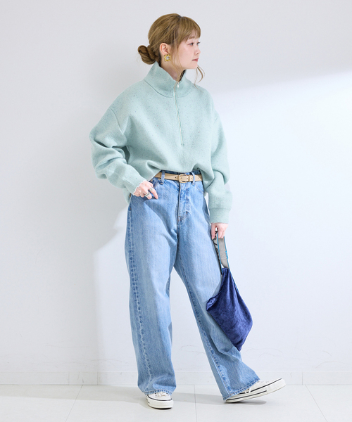 B.C STOCK(ベーセーストック)の「手洗い可 / カラーネップハーフジッププルオーバー(ニット/セーター・レディース・サックスブルー/アイボリー/チャコールグレー・FREE)」の20枚目の写真