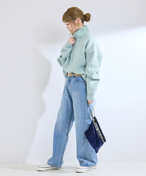 B.C STOCK(ベーセーストック)の「手洗い可 / カラーネップハーフジッププルオーバー(ニット/セーター・レディース・サックスブルー/アイボリー/チャコールグレー・FREE)」の21枚目の写真