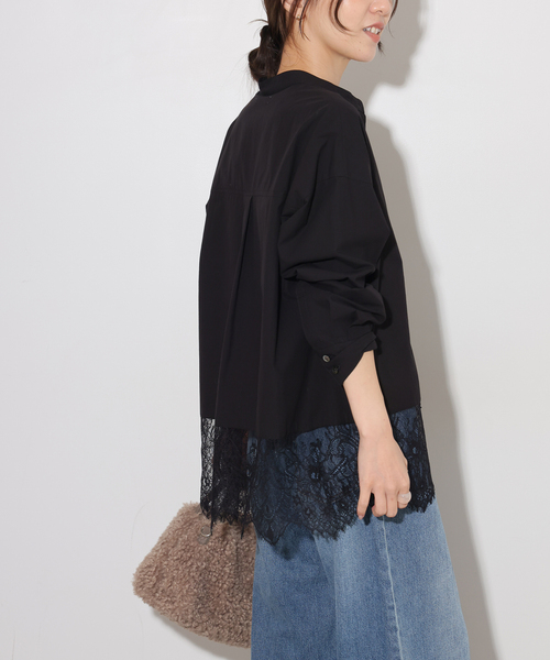 JOURNAL STANDARD relume（ジャーナルスタンダード　レリューム）の「《WEB限定》バンドカラーレースシャツ（シャツ/ブラウス・レディース・ホワイト/ブラック・FREE）」の7枚目の写真
