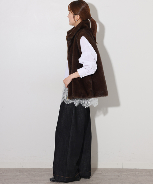 JOURNAL STANDARD relume（ジャーナルスタンダード　レリューム）の「《WEB限定》バンドカラーレースシャツ（シャツ/ブラウス・レディース・ホワイト/ブラック・FREE）」の10枚目の写真