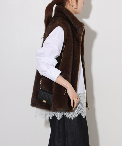 JOURNAL STANDARD relume（ジャーナルスタンダード　レリューム）の「《WEB限定》バンドカラーレースシャツ（シャツ/ブラウス・レディース・ホワイト/ブラック・FREE）」の13枚目の写真