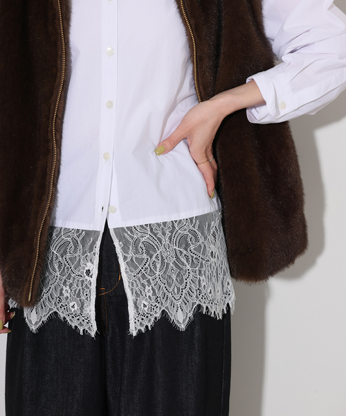 JOURNAL STANDARD relume（ジャーナルスタンダード　レリューム）の「《WEB限定》バンドカラーレースシャツ（シャツ/ブラウス・レディース・ホワイト/ブラック・FREE）」の14枚目の写真