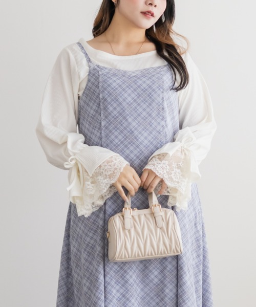 CLETTE（クレット）の「袖レースリブプルオーバー（Tシャツ/カットソー・レディース・ブラック/オフホワイト・LL/3L/4L）」の5枚目の写真