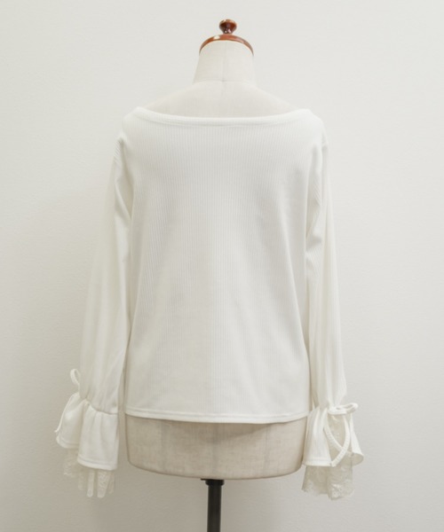 CLETTE（クレット）の「袖レースリブプルオーバー（Tシャツ/カットソー・レディース・ブラック/オフホワイト・LL/3L/4L）」の13枚目の写真