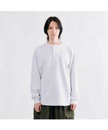 コットン無地ワッフルヘンリーネック長袖Tシャツ_3カラー