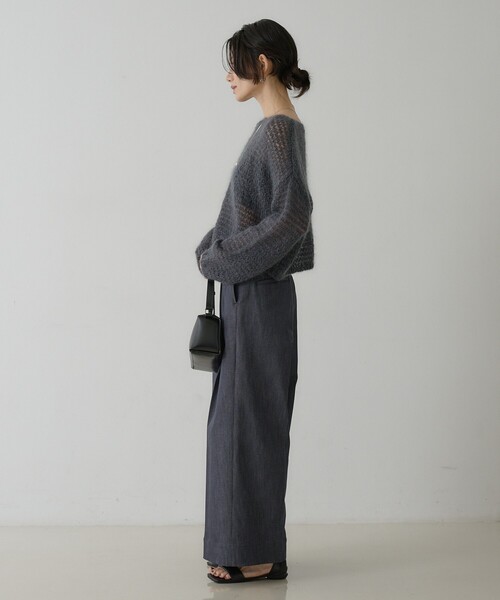 qualite(カリテ)の「テックデニムトラウザー / ワイドパンツ(デニムパンツ・レディース・ネイビー/ベージュ・36/38)」の7枚目の写真