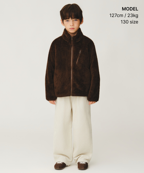 MUSINSA STANDARD KIDS（ムシンサスタンダードキッズ）の「[シティレジャー] フラッフィーフリースジップアップジャケット [ブラウン]（ブルゾン・レディース・その他・130/140/150/160/120）」の2枚目の写真