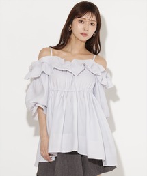 オフショルバルーンフリルチュニックブラウス