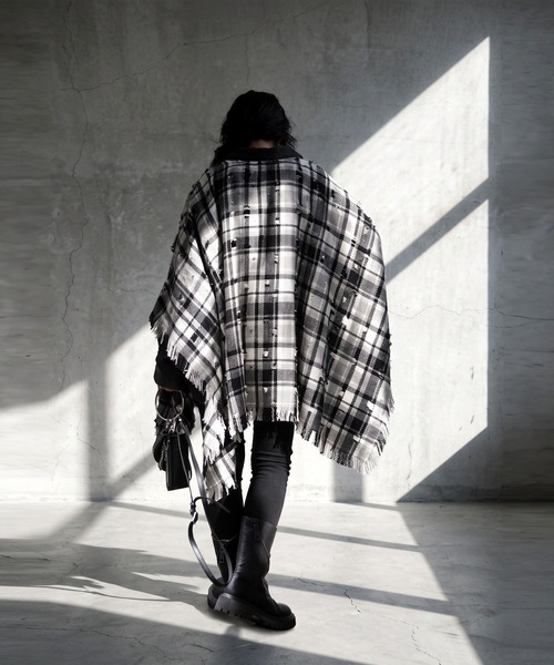 antiqua(アンティカ)の「チェック柄 ポンチョ ジャケット(テーラードジャケット・レディース・マルチ・ONESIZE)」の3枚目の写真