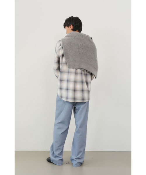 KUME(クメ)の「Men Cotton Checked Shirt with Embroidered Pocket, Blue(シャツ/ブラウス・メンズ・その他・LARGE/X-LARGE)」の3枚目の写真