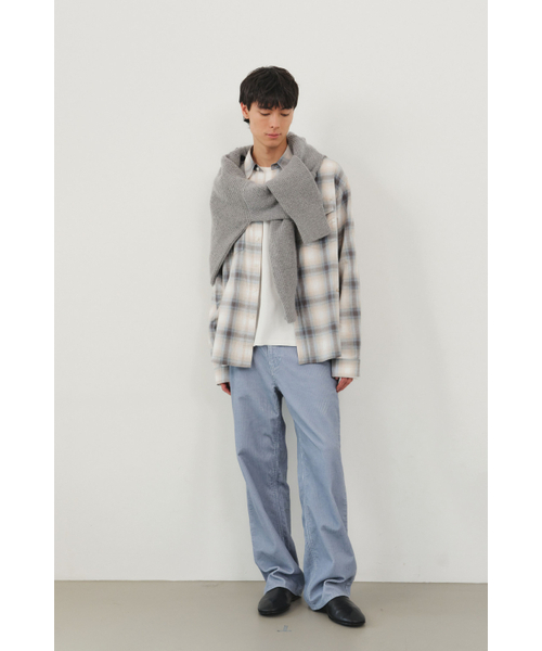 KUME(クメ)の「Men Cotton Checked Shirt with Embroidered Pocket, Blue(シャツ/ブラウス・メンズ・その他・LARGE/X-LARGE)」の5枚目の写真
