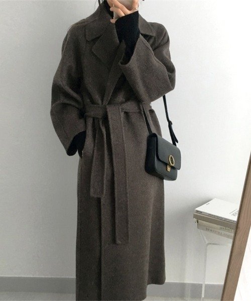 ONEP STAR（ワンピスター）の「共布ベルト×ロングチェスターコート（チェスターコート・レディース・ダークベージュ/ダークグレー/ライトアッシュグレー・FREE）」の20枚目の写真