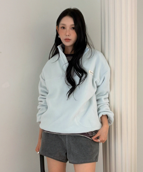 MONGDOL(モンドル)の「ハーフスナップ ボアジャケット アノラックパーカー スカイブルー MDTS103SKYBLUE(その他アウター・レディース・その他・F)」の1枚目の写真