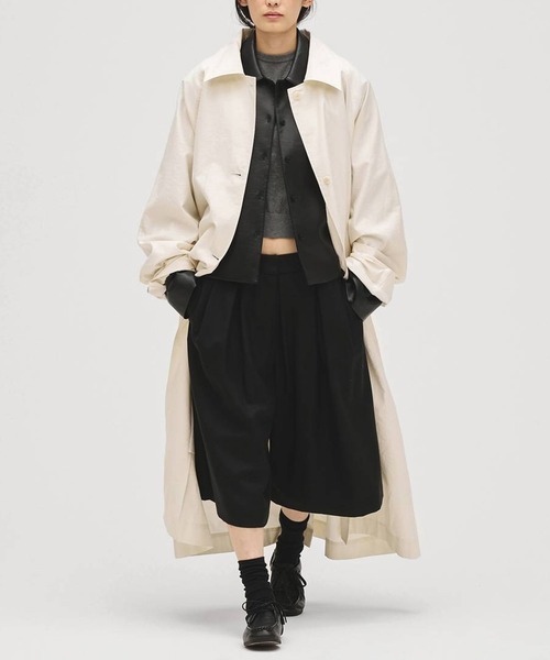 TODAYFUL(トゥデイフル)の「【TODAYFUL/トゥデイフル】Spring Over Coat/スプリングオーバーコート(ステンカラーコート・レディース・キナリ/セージグリーン/ブラック・36/38)」の2枚目の写真