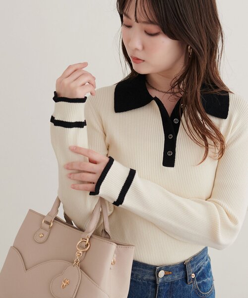 natural couture(ナチュラルクチュール)の「モールヤーン衿ニット(ニット/セーター・レディース・オフホワイト/ブラウン/ベージュ/ブラック・FREE)」の18枚目の写真