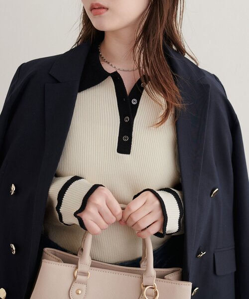 natural couture(ナチュラルクチュール)の「モールヤーン衿ニット(ニット/セーター・レディース・オフホワイト/ブラウン/ベージュ/ブラック・FREE)」の7枚目の写真