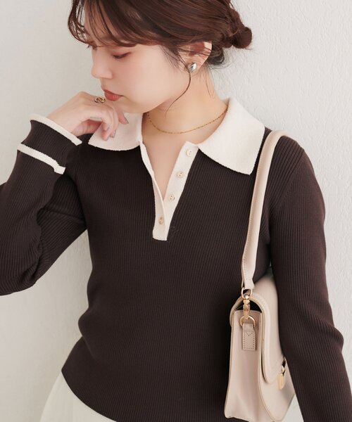 natural couture(ナチュラルクチュール)の「モールヤーン衿ニット(ニット/セーター・レディース・オフホワイト/ブラウン/ベージュ/ブラック・FREE)」の22枚目の写真