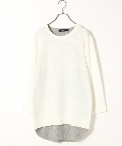 RAGEBLUE(レイジブルー)の「強撚カワリ編みニット7分袖/719159(ニット/セーター・メンズ・ブルー系その他/ブルー/ホワイト/ライトブルー/キャメル・LARGE/MEDIUM)」の2枚目の写真