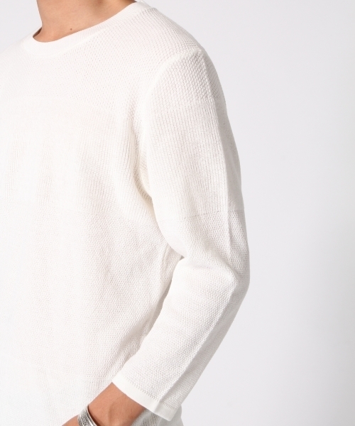 RAGEBLUE(レイジブルー)の「強撚カワリ編みニット7分袖/719159(ニット/セーター・メンズ・ブルー系その他/ブルー/ホワイト/ライトブルー/キャメル・LARGE/MEDIUM)」の9枚目の写真